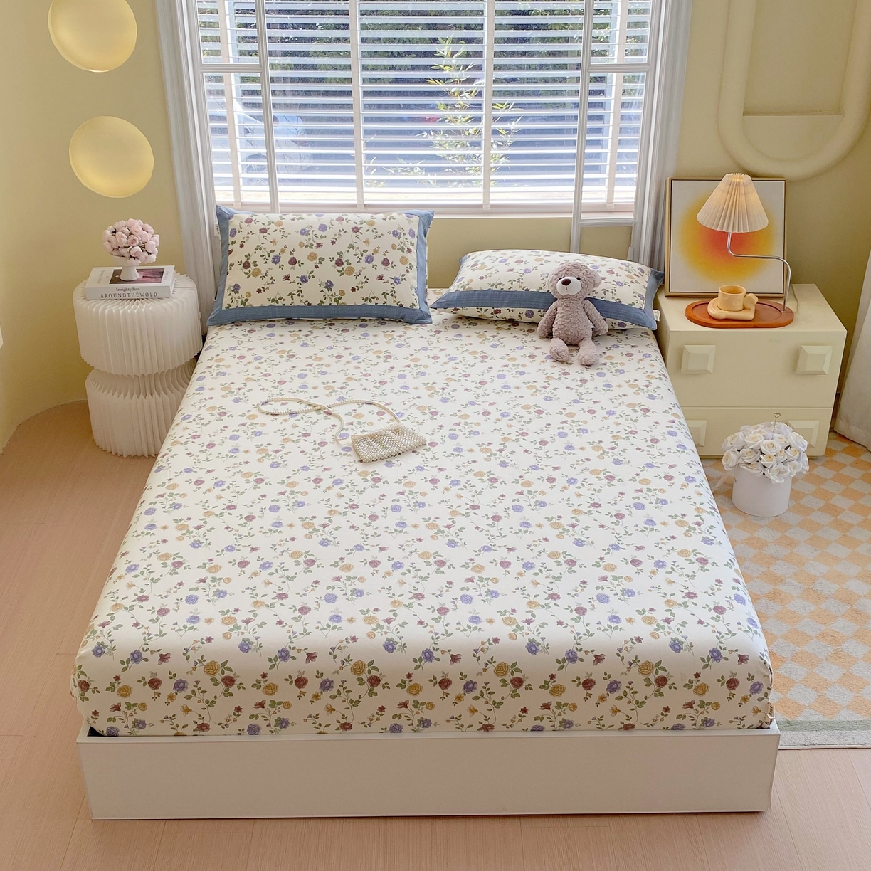 91家纺网 家纺一手货源 找家纺 春皖家纺 2026新款全棉老粗布工艺款单床笠床笠单件 田园梦