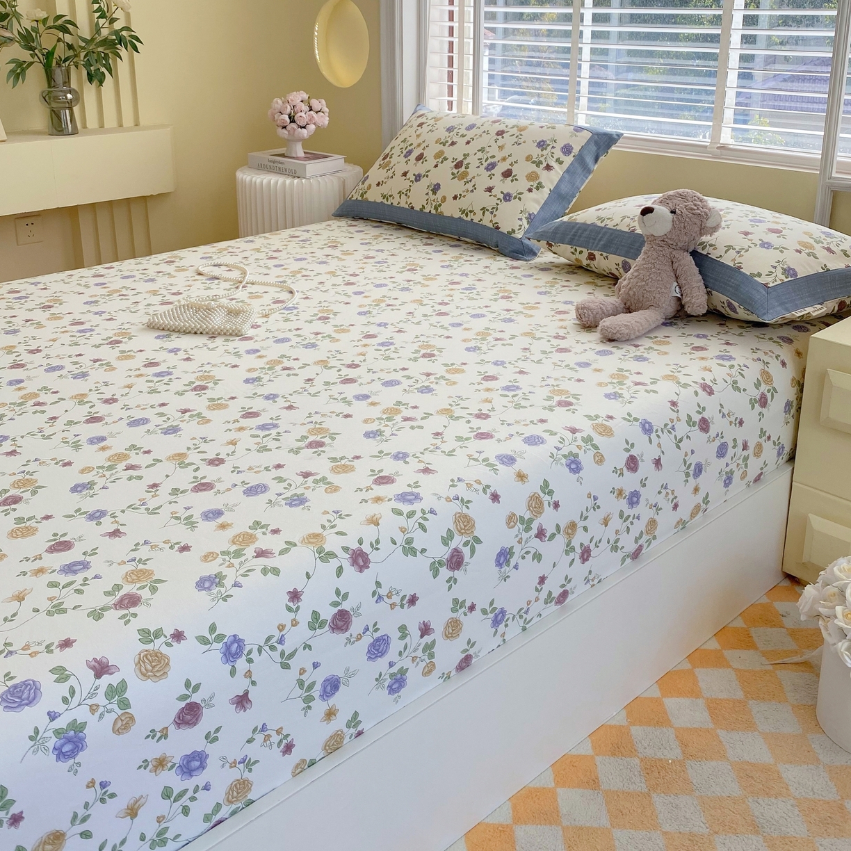 91家纺网 家纺一手货源 找家纺 春皖家纺 2026新款全棉老粗布工艺款单床笠床笠单件 田园梦