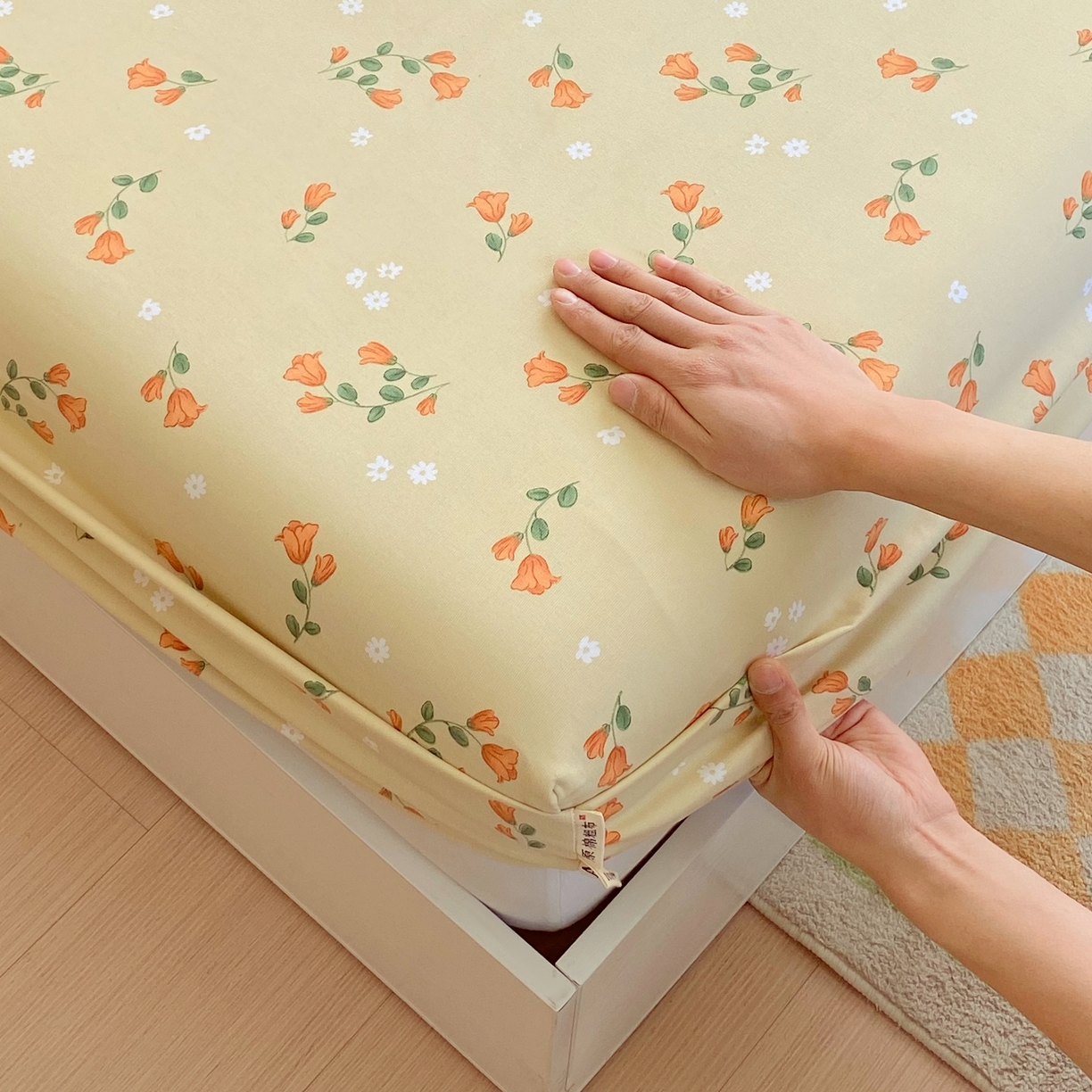 91家纺网 家纺一手货源 找家纺 春皖家纺 2026新款全棉老粗布工艺款单床笠床笠单件 夏日炽