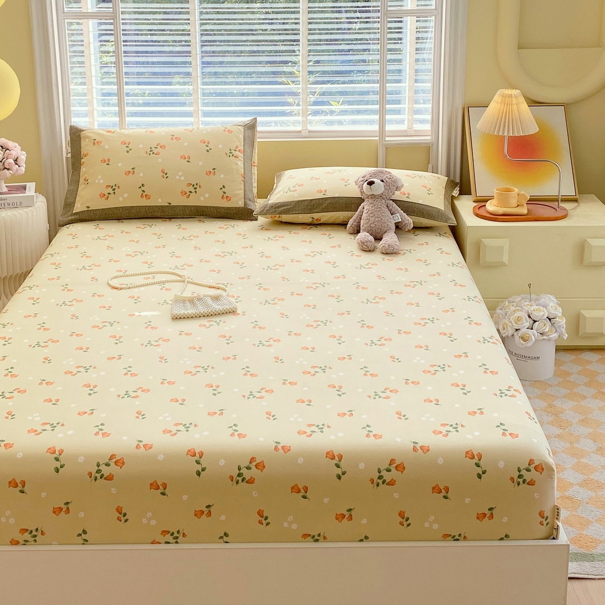 91家纺网 家纺一手货源 找家纺 春皖家纺 2026新款全棉老粗布工艺款单床笠床笠单件 夏日炽