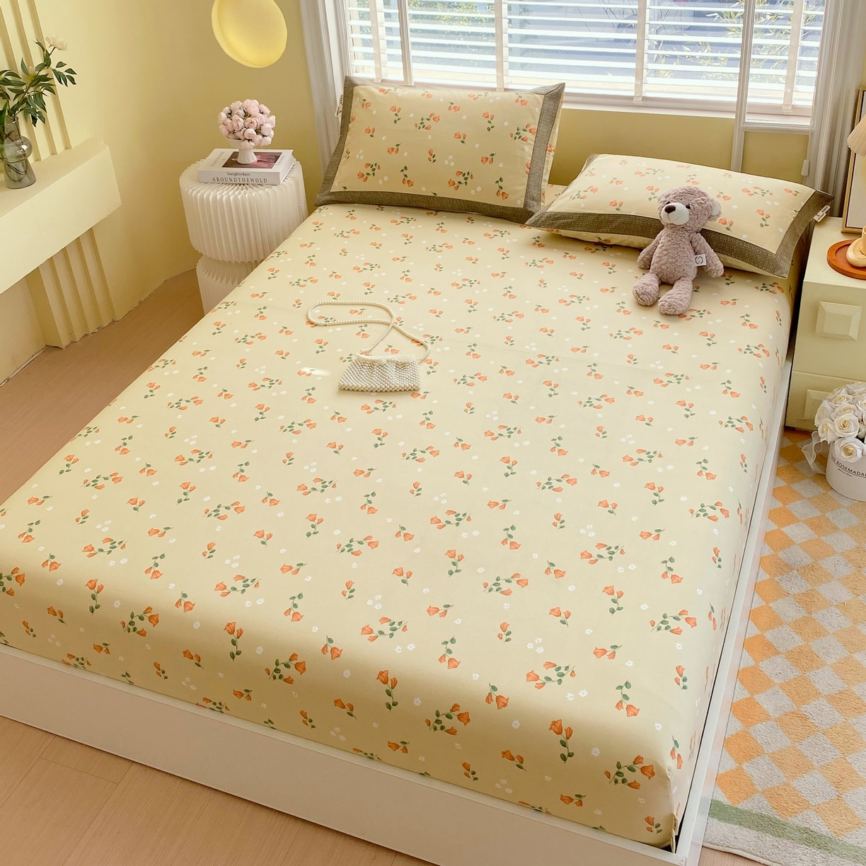 91家纺网 家纺一手货源 找家纺 春皖家纺 2026新款全棉老粗布工艺款单床笠床笠单件 夏日炽