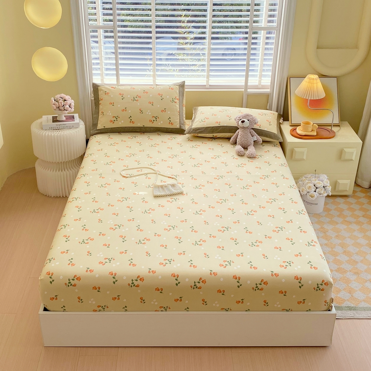 91家纺网 家纺一手货源 找家纺 春皖家纺 2026新款全棉老粗布工艺款单床笠床笠单件 夏日炽