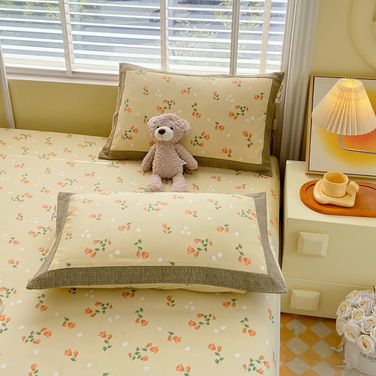 91家纺网 家纺一手货源 找家纺 春皖家纺 2026新款全棉老粗布工艺款单床笠床笠单件 夏日炽