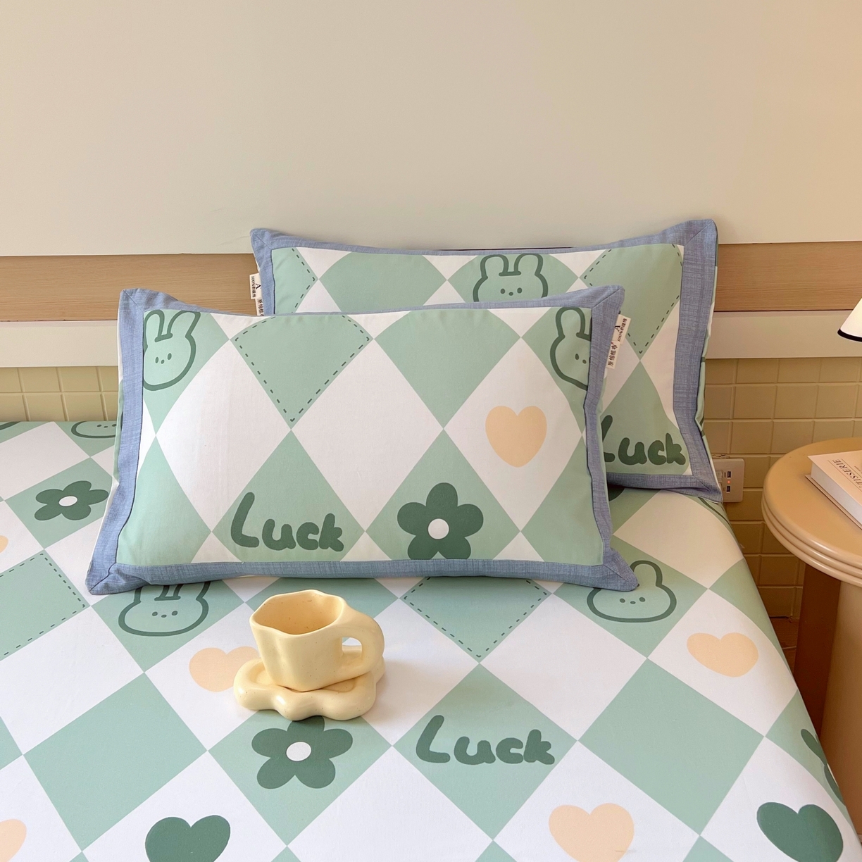 91家纺网 家纺一手货源 找家纺 春皖家纺 2026新款全棉老粗布工艺款单床笠床笠单件 幸运