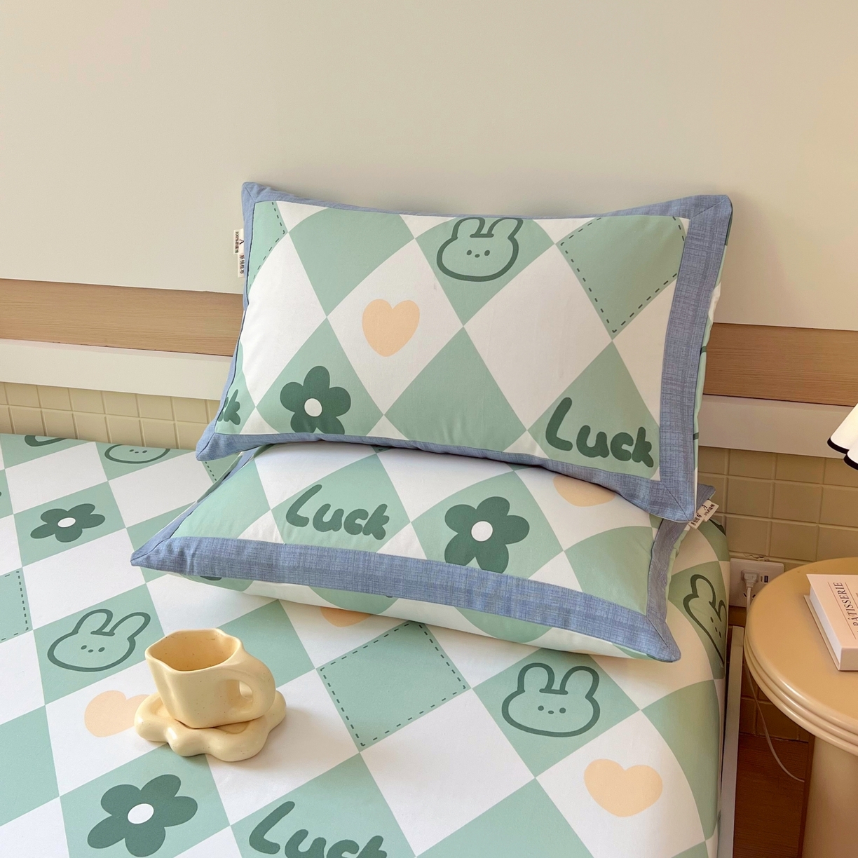 91家纺网 家纺一手货源 找家纺 春皖家纺 2026新款全棉老粗布工艺款单床笠床笠单件 幸运