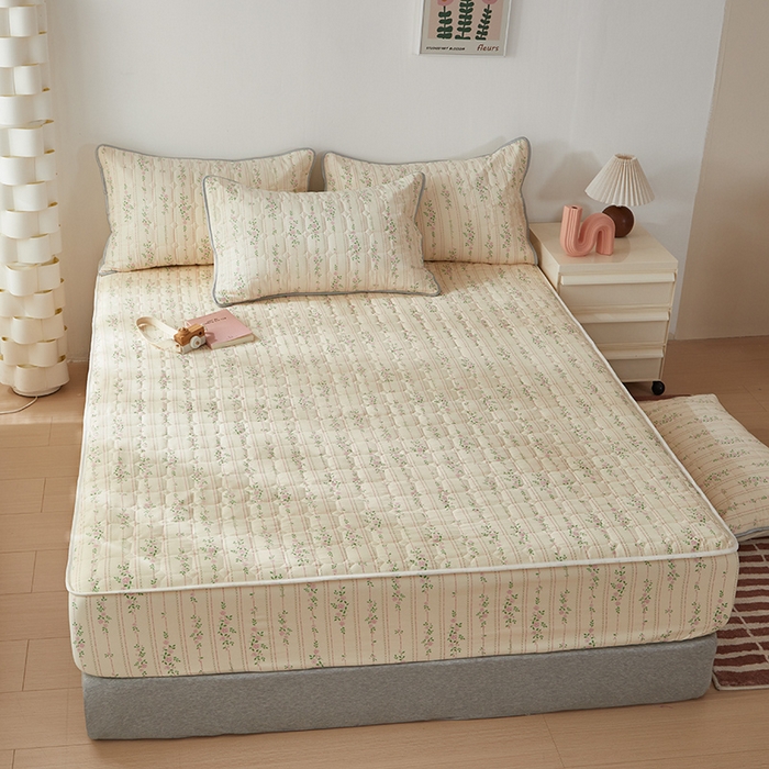 91家纺网 家纺一手货源 找家纺 舒居家纺 2026春夏新款夹棉防水印花单床笠 床笠单件 心跳回声