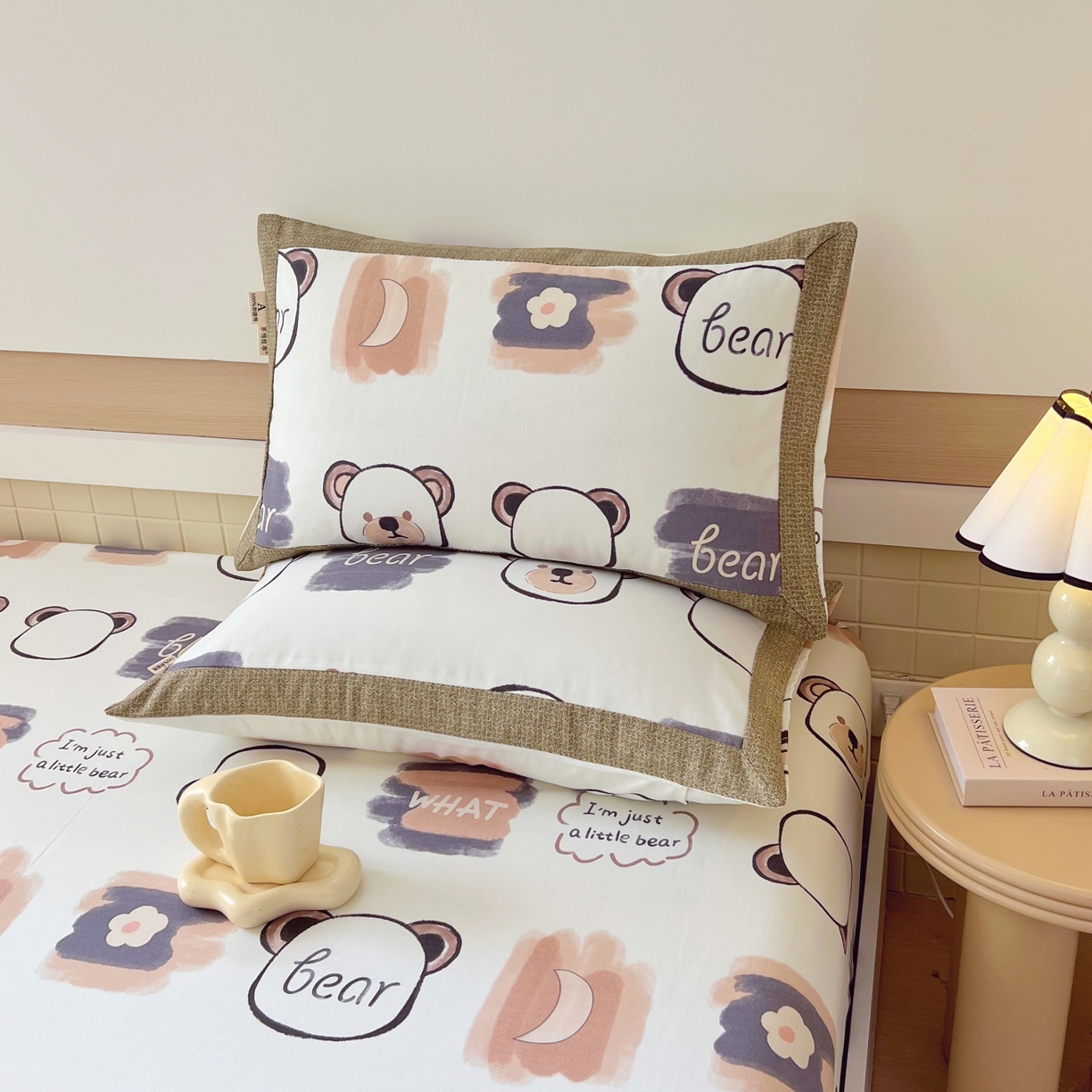 91家纺网 家纺一手货源 找家纺 春皖家纺 2026新款全棉老粗布工艺款单床笠床笠单件 幸运熊