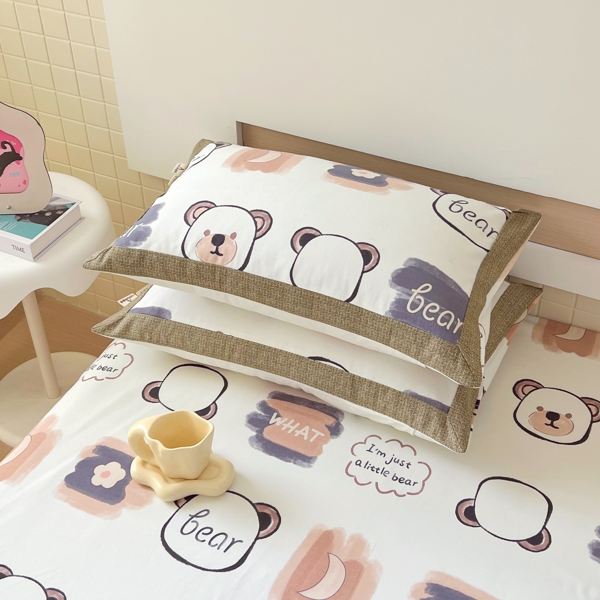 91家纺网 家纺一手货源 找家纺 春皖家纺 2026新款全棉老粗布工艺款单床笠床笠单件 幸运熊