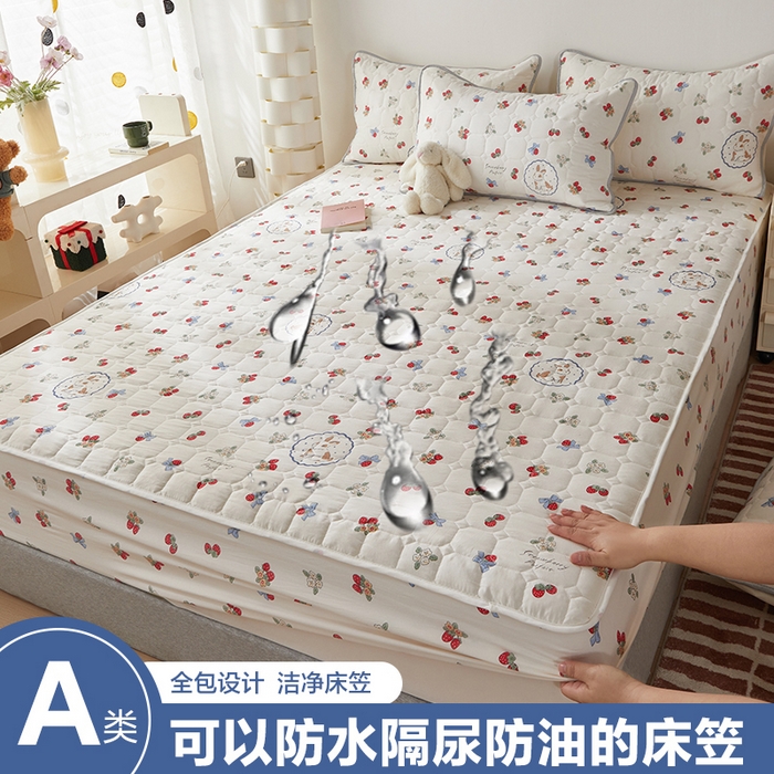 舒居家纺 2026春夏新款夹棉防水印花单床笠 床笠单件 圆镜兔