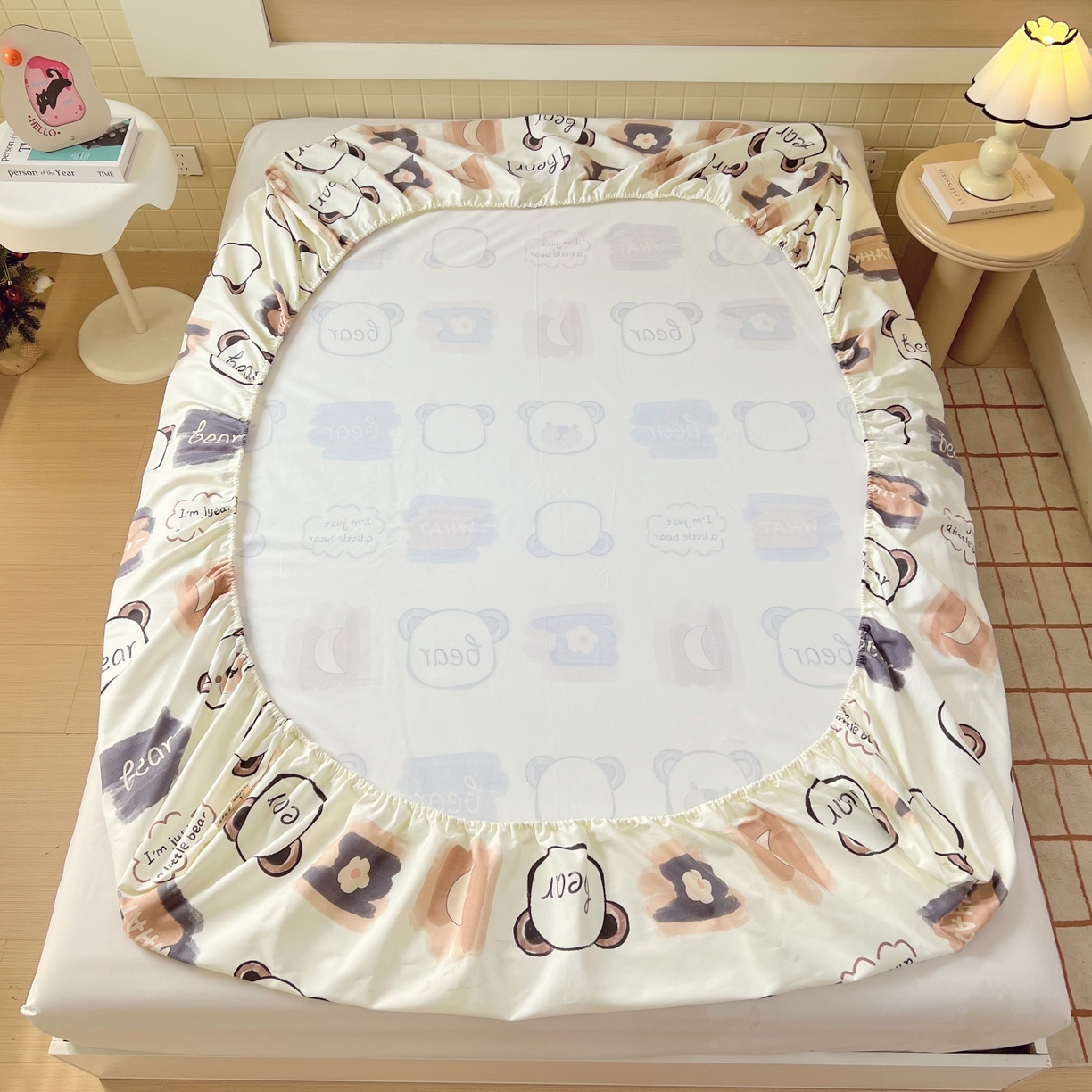 91家纺网 家纺一手货源 找家纺 春皖家纺 2026新款全棉老粗布工艺款单床笠床笠单件 幸运熊