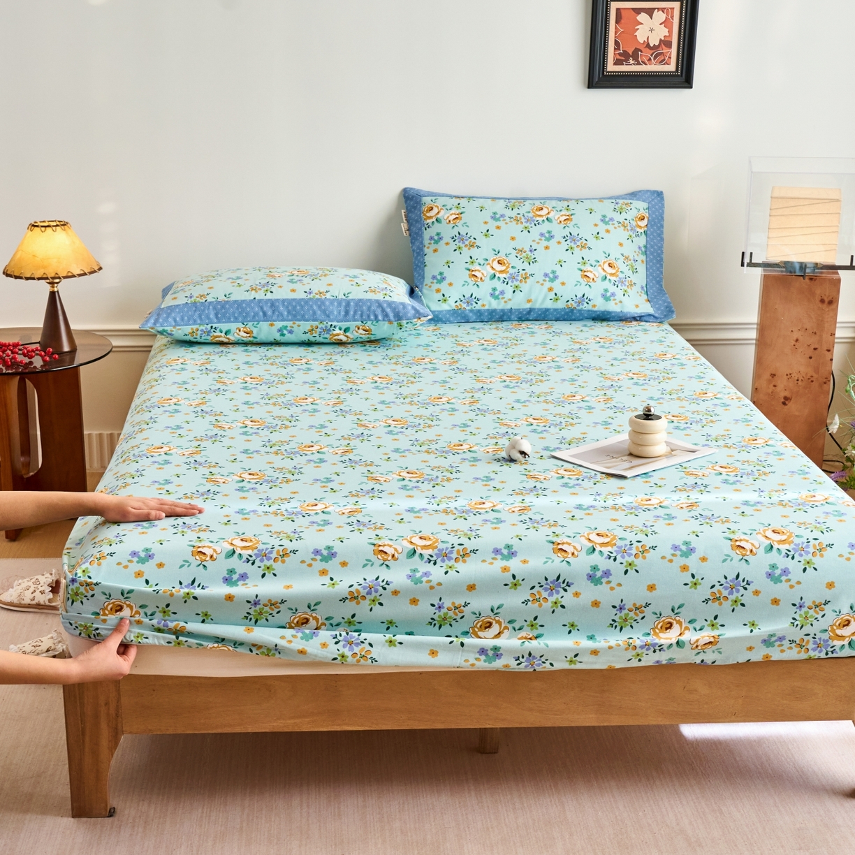 春皖家纺 2026新款全棉老粗布工艺款单床笠床笠单件 绚烂