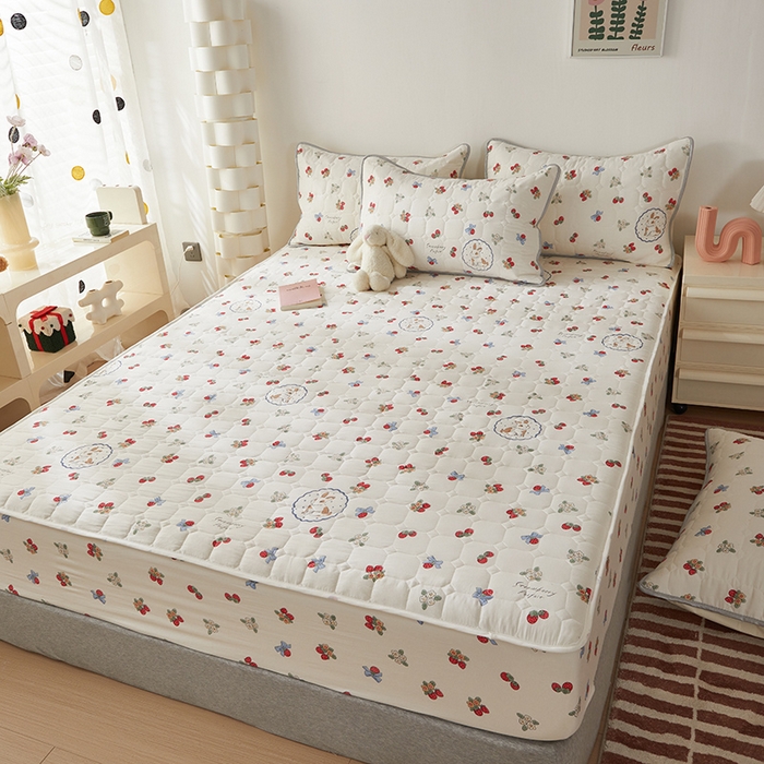 91家纺网 家纺一手货源 找家纺 舒居家纺 2026春夏新款夹棉防水印花单床笠 床笠单件 圆镜兔