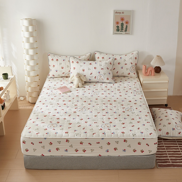 91家纺网 家纺一手货源 找家纺 舒居家纺 2026春夏新款夹棉防水印花单床笠 床笠单件 圆镜兔