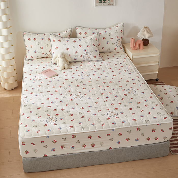 91家纺网 家纺一手货源 找家纺 舒居家纺 2026春夏新款夹棉防水印花单床笠 床笠单件 圆镜兔