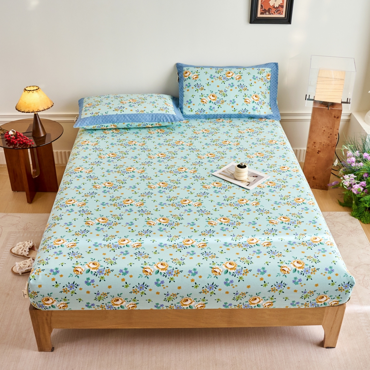 91家纺网 家纺一手货源 找家纺 春皖家纺 2026新款全棉老粗布工艺款单床笠床笠单件 绚烂