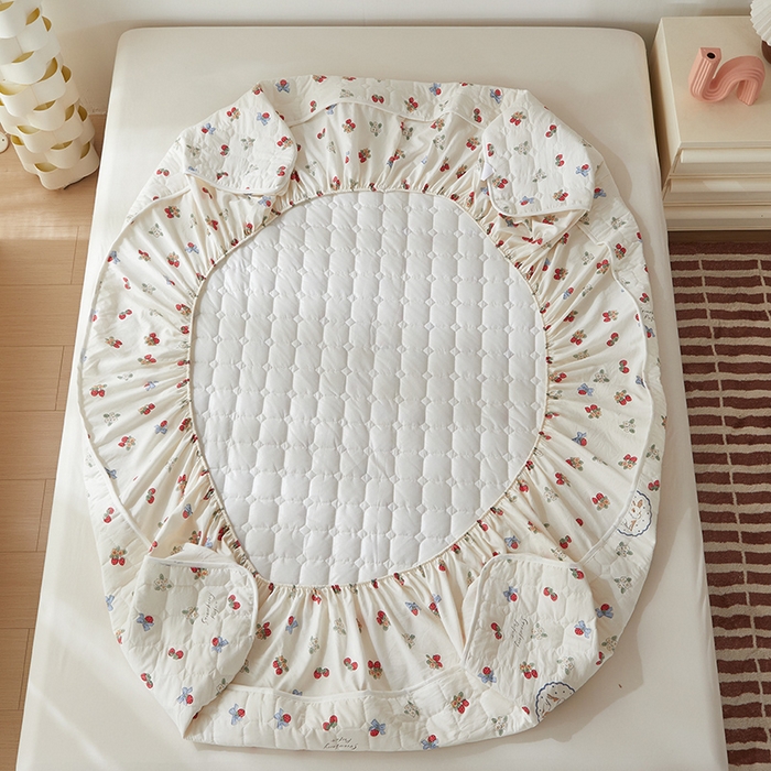 91家纺网 家纺一手货源 找家纺 舒居家纺 2026春夏新款夹棉防水印花单床笠 床笠单件 圆镜兔