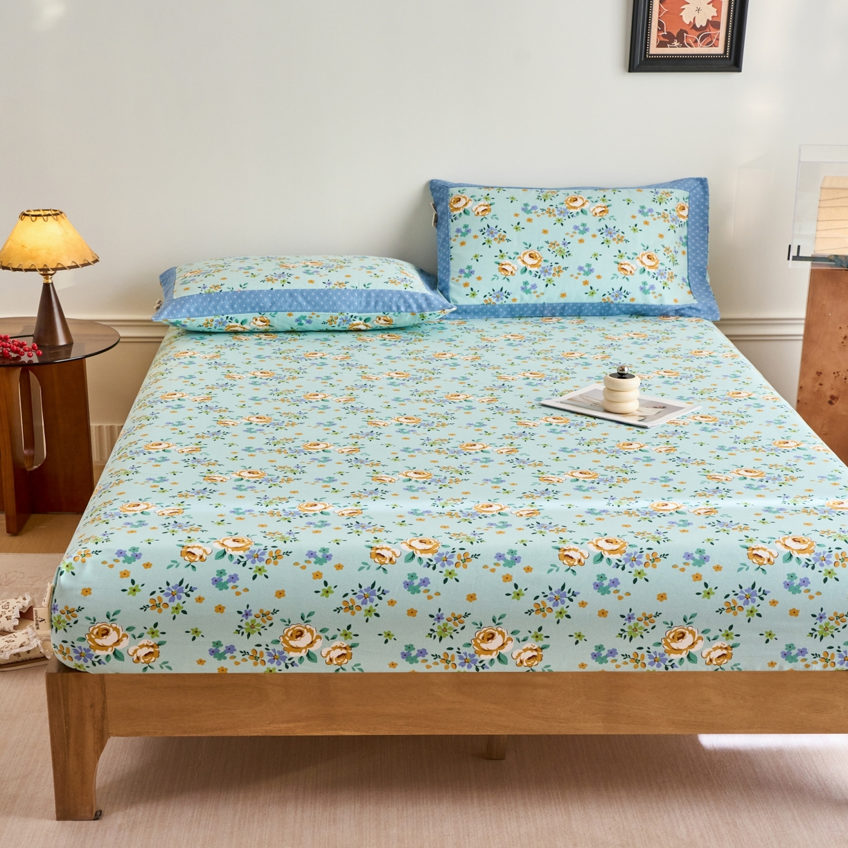 91家纺网 家纺一手货源 找家纺 春皖家纺 2026新款全棉老粗布工艺款单床笠床笠单件 绚烂