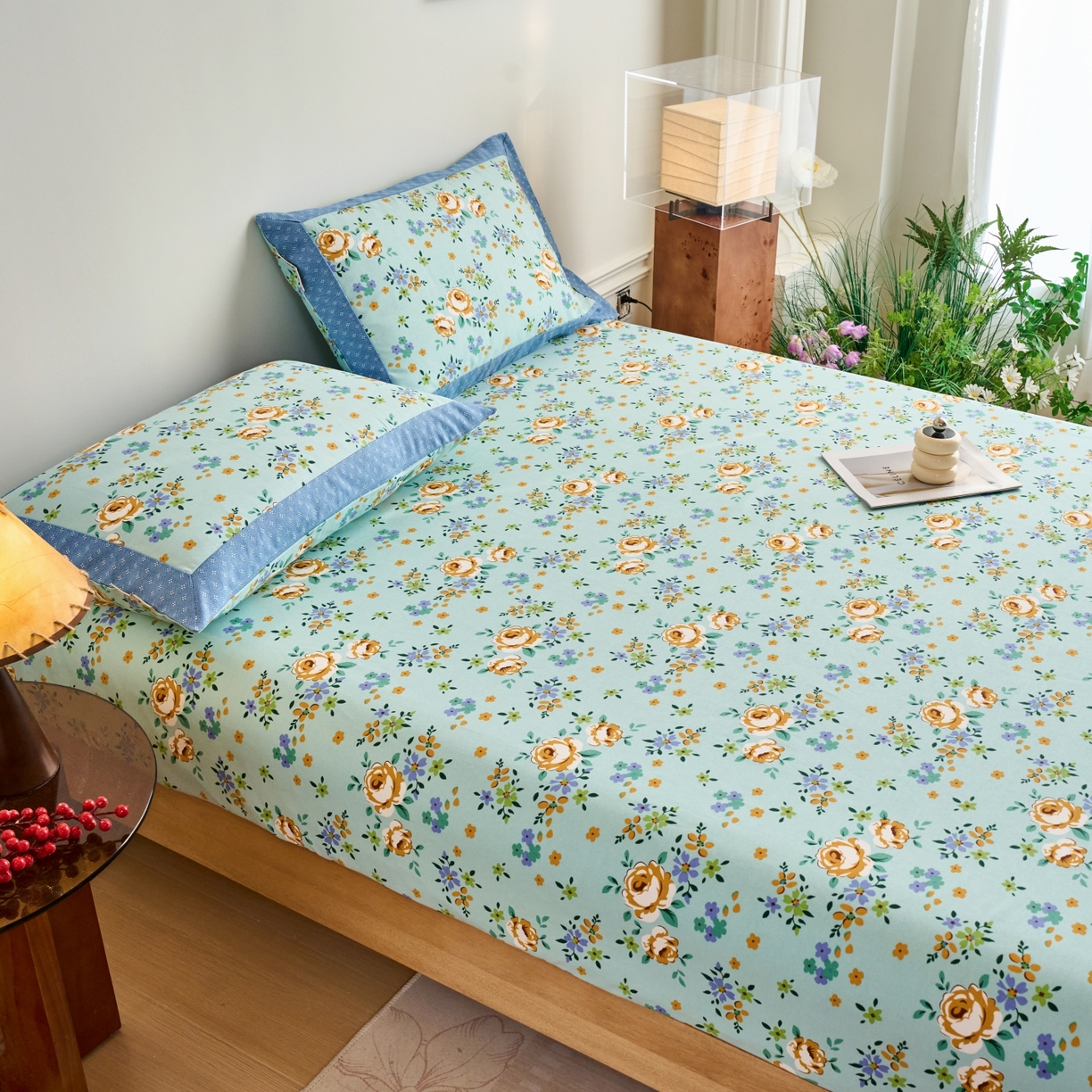 91家纺网 家纺一手货源 找家纺 春皖家纺 2026新款全棉老粗布工艺款单床笠床笠单件 绚烂