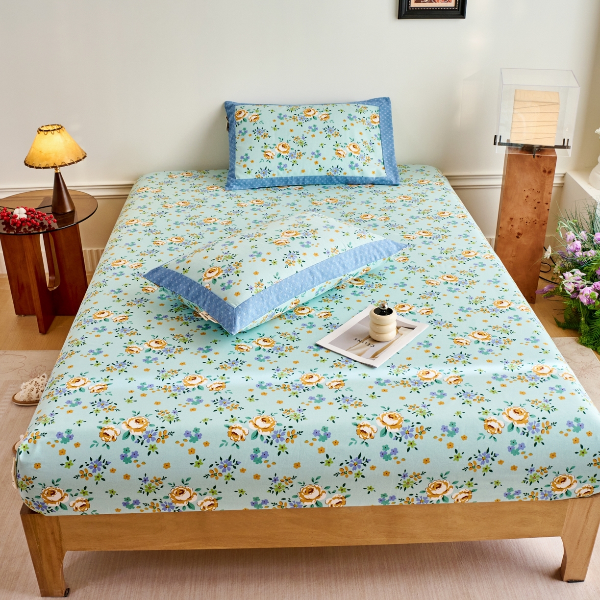 91家纺网 家纺一手货源 找家纺 春皖家纺 2026新款全棉老粗布工艺款单床笠床笠单件 绚烂