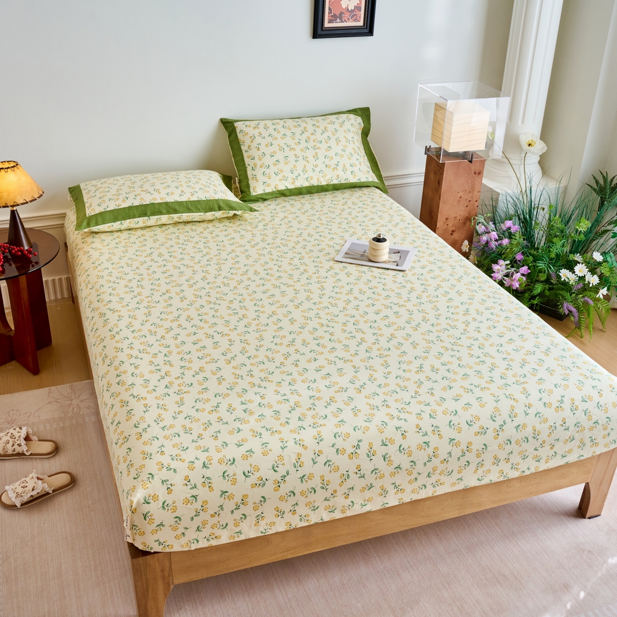 91家纺网 家纺一手货源 找家纺 春皖家纺 2026新款全棉老粗布工艺款单床笠床笠单件 伊兰