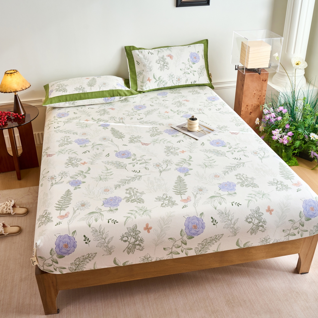 91家纺网 家纺一手货源 找家纺 春皖家纺 2026新款全棉老粗布工艺款单床笠床笠单件 逸云