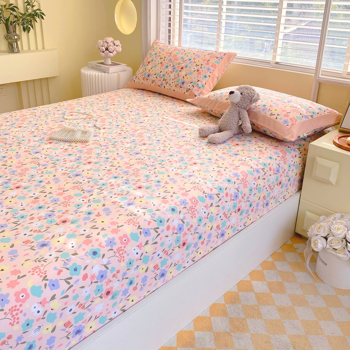 91家纺网 家纺一手货源 找家纺 春皖家纺 2026新款全棉老粗布工艺款单床笠床笠单件 织梦