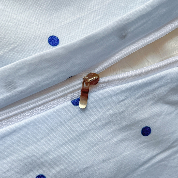 91家纺网 家纺一手货源 找家纺 花伞家居 2026新款ins毛球波点软软糯糯古法水洗棉加厚四件套含买家秀 毛球波点-蓝