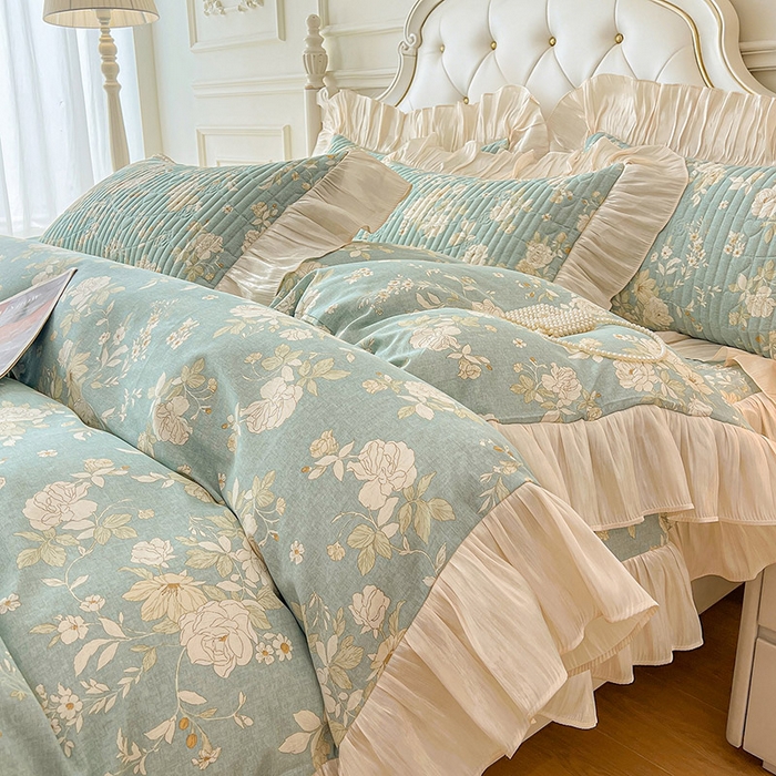 91家纺网 家纺一手货源 找家纺 （总）宜凡家纺 2026新款全棉夹棉公主风床笠四件套