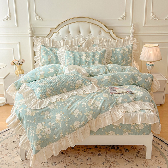 91家纺网 家纺一手货源 找家纺 （总）宜凡家纺 2026新款全棉夹棉公主风床笠四件套