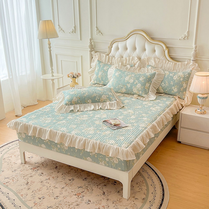 91家纺网 家纺一手货源 找家纺 （总）宜凡家纺 2026新款全棉夹棉公主风床笠四件套