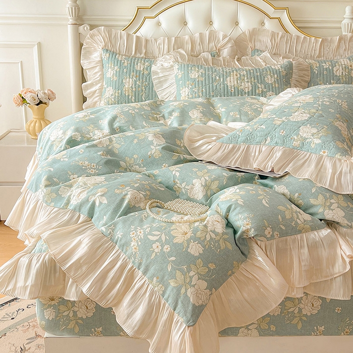 91家纺网 家纺一手货源 找家纺 （总）宜凡家纺 2026新款全棉夹棉公主风床笠四件套