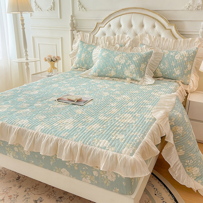 91家纺网 家纺一手货源 找家纺 （总）宜凡家纺 2026新款全棉夹棉公主风床笠四件套