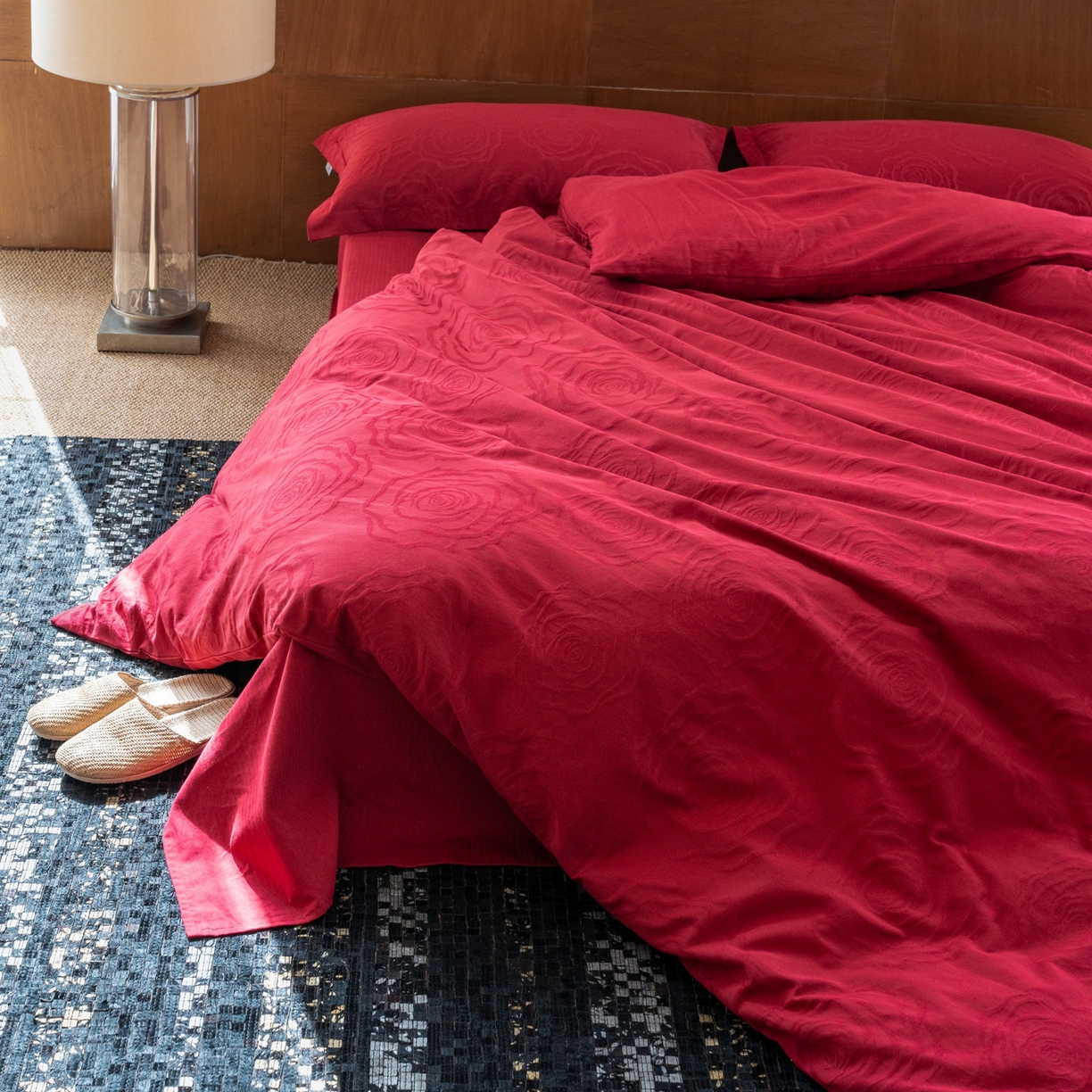 91家纺网 家纺一手货源 找家纺 8小时家纺 2026新款60支水洗浮雕立体提花四件套 禧约