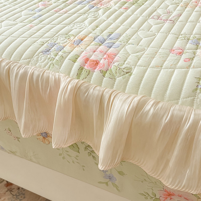 91家纺网 家纺一手货源 找家纺 宜凡家纺 2026新款全棉夹棉公主风床笠四件套 曼妙花香