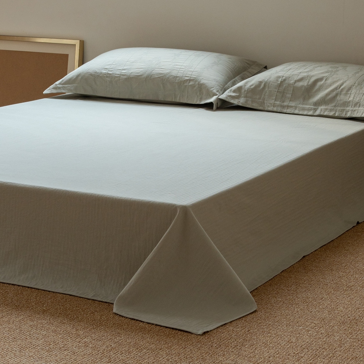 91家纺网 家纺一手货源 找家纺 8小时家纺 2026新款60支水洗浮雕立体提花四件套 暮落绿