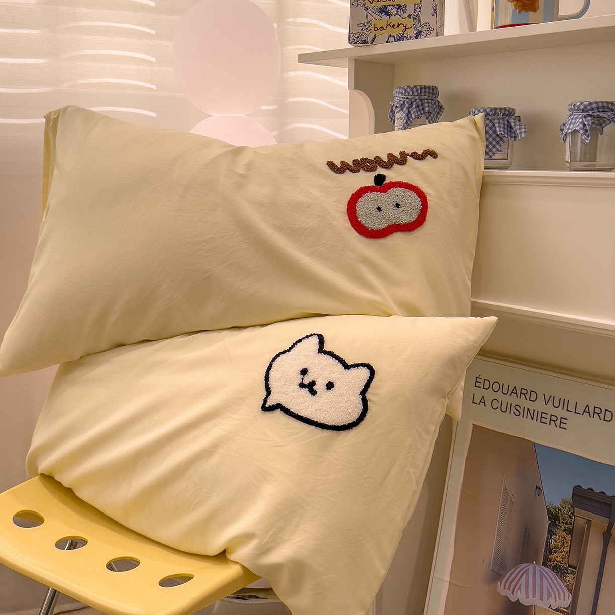 91家纺网 家纺一手货源 找家纺 曼谷家纺 新款 水洗棉毛巾绣枕套单只单品枕套单件 小鱼喵喵酱-芝士