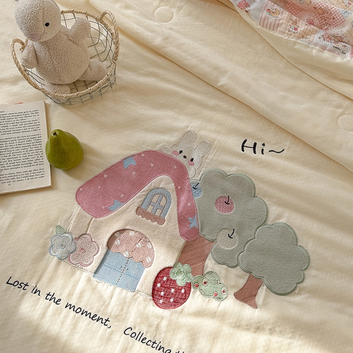 91家纺网 家纺一手货源 找家纺 （总）暖生活 2026新款A类全棉双层纱毛巾绣夏被 被子被芯