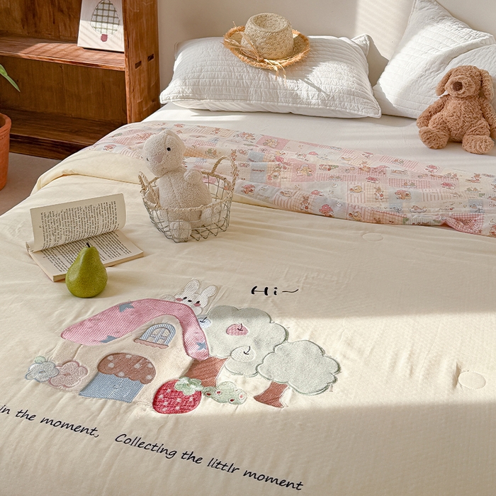 91家纺网 家纺一手货源 找家纺 （总）暖生活 2026新款A类全棉双层纱毛巾绣夏被 被子被芯