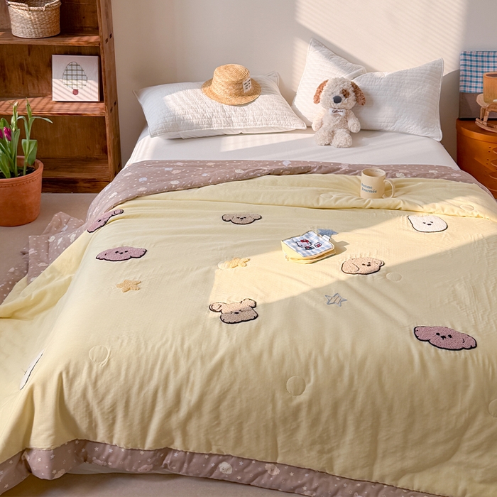 91家纺网 家纺一手货源 找家纺 暖生活 2026新款A类全棉双层纱毛巾绣夏被 被子被芯 哈尼小汪