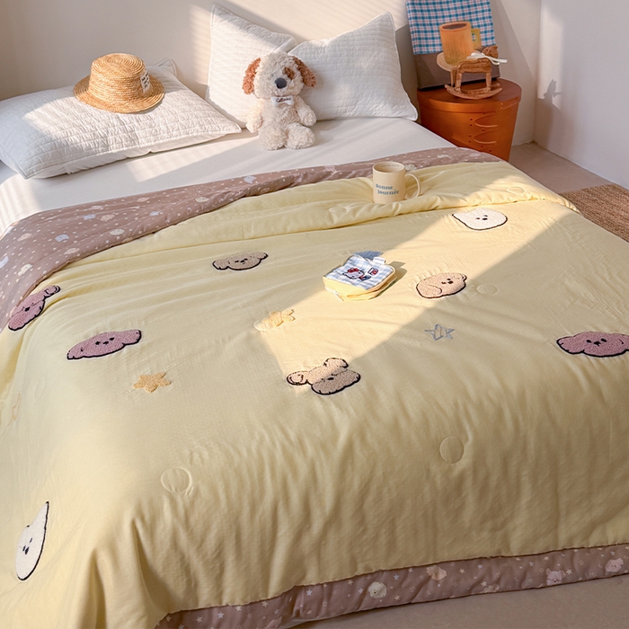 91家纺网 家纺一手货源 找家纺 暖生活 2026新款A类全棉双层纱毛巾绣夏被 被子被芯 哈尼小汪