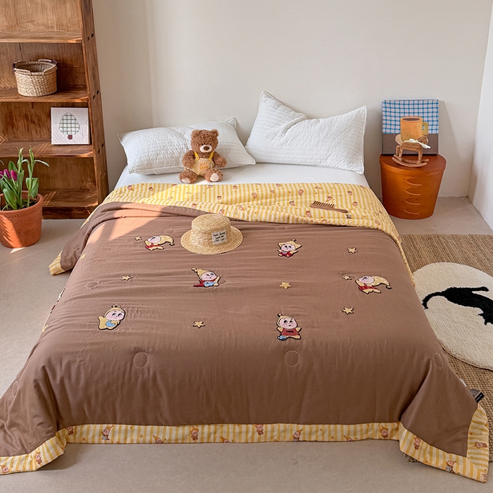 暖生活 2026新款A类全棉双层纱毛巾绣夏被 被子被芯 小小星人