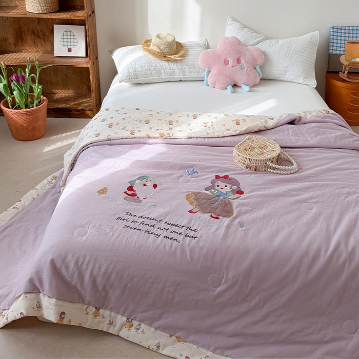 91家纺网 家纺一手货源 找家纺 暖生活 2026新款A类全棉双层纱毛巾绣夏被 被子被芯 童话公主