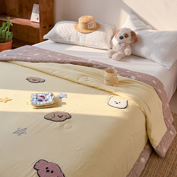 91家纺网 家纺一手货源 找家纺 暖生活 2026新款A类全棉双层纱毛巾绣夏被 被子被芯 哈尼小汪