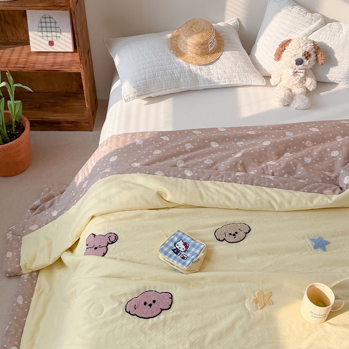 91家纺网 家纺一手货源 找家纺 暖生活 2026新款A类全棉双层纱毛巾绣夏被 被子被芯 哈尼小汪