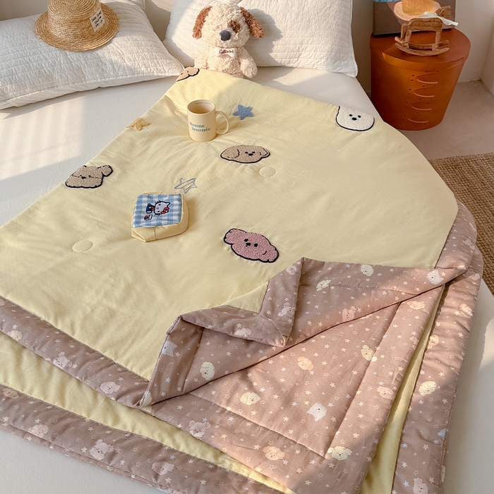 91家纺网 家纺一手货源 找家纺 暖生活 2026新款A类全棉双层纱毛巾绣夏被 被子被芯 哈尼小汪