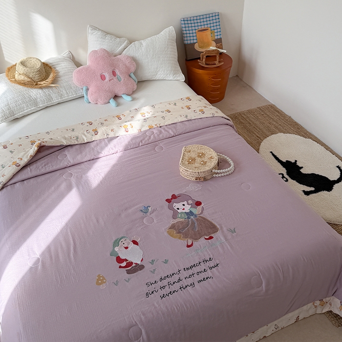 91家纺网 家纺一手货源 找家纺 暖生活 2026新款A类全棉双层纱毛巾绣夏被 被子被芯 童话公主