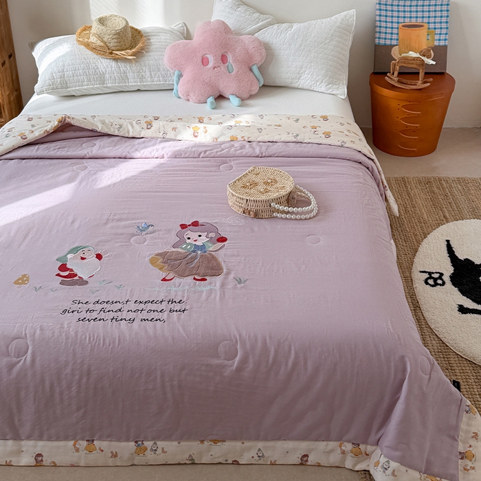 暖生活 2026新款A类全棉双层纱毛巾绣夏被 被子被芯 童话公主