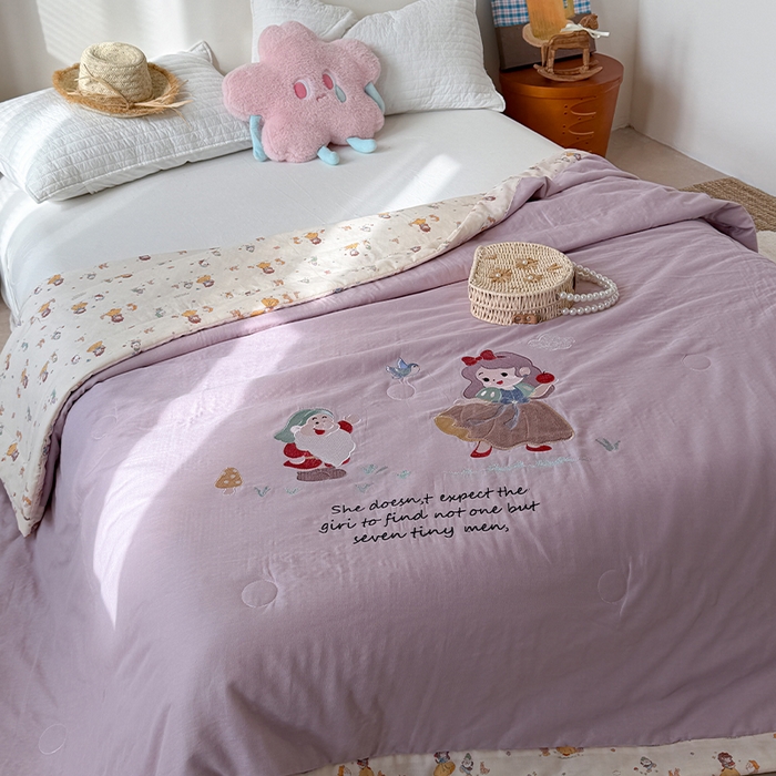 91家纺网 家纺一手货源 找家纺 暖生活 2026新款A类全棉双层纱毛巾绣夏被 被子被芯 童话公主