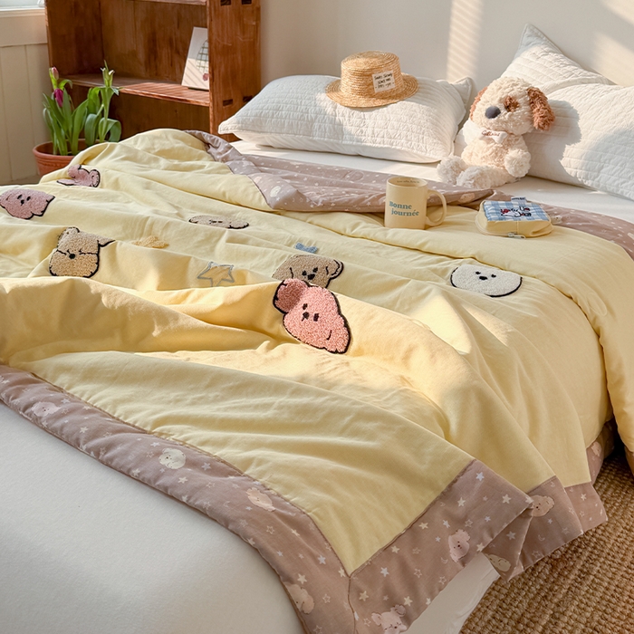 91家纺网 家纺一手货源 找家纺 暖生活 2026新款A类全棉双层纱毛巾绣夏被 被子被芯 哈尼小汪