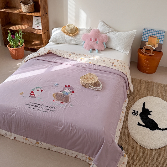 91家纺网 家纺一手货源 找家纺 暖生活 2026新款A类全棉双层纱毛巾绣夏被 被子被芯 童话公主